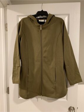 Hooded Zip-Front Utility Jacket in Olive